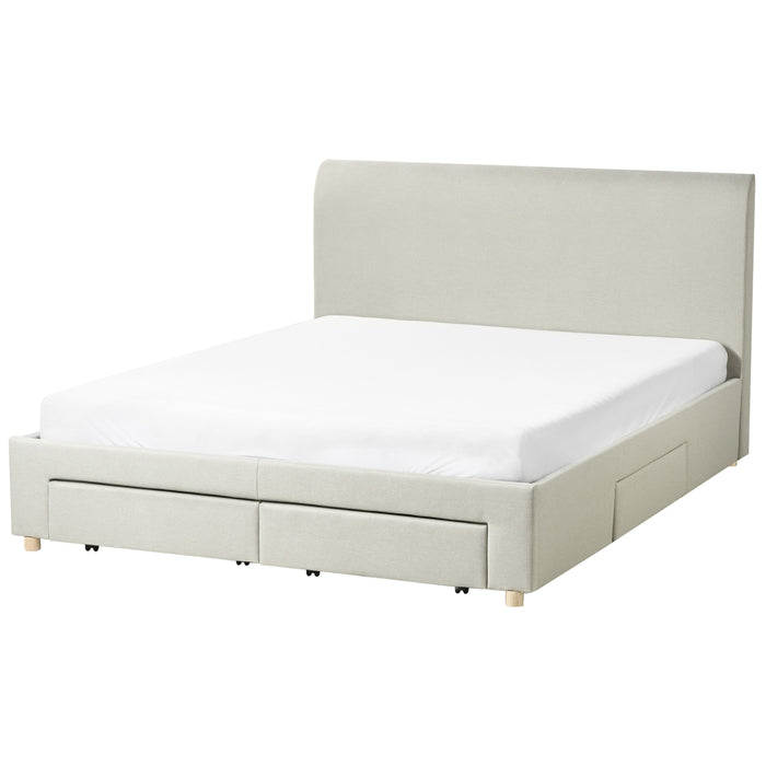 Beliani-SOUTRIN-Bed met opbergruimte-Beige-160 x 200 cm-Polyester