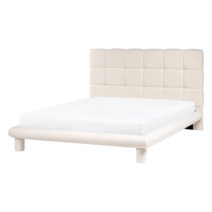 Beliani-CRESSAT-Tweepersoonsbed-Off-white-140 x 200 cm-Bouclé