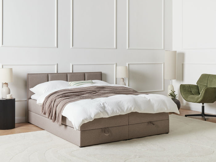 Beliani - BARONET - Boxspringbed - Taupe - 160 x 200 cm - Stof