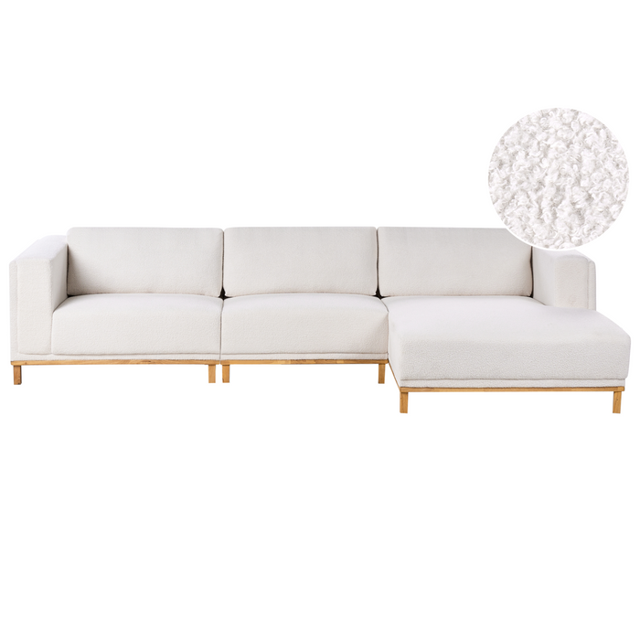 Beliani - VENG - Hoekbank 5-zits - Gebroken wit - Linkszijdig - Bouclé