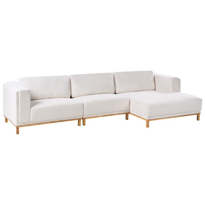 Beliani - VENG - Hoekbank 5-zits - Gebroken wit - Linkszijdig - Bouclé