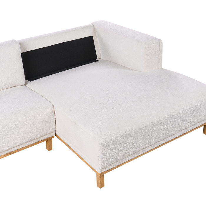 Beliani - VENG - Hoekbank 5-zits - Gebroken wit - Linkszijdig - Bouclé