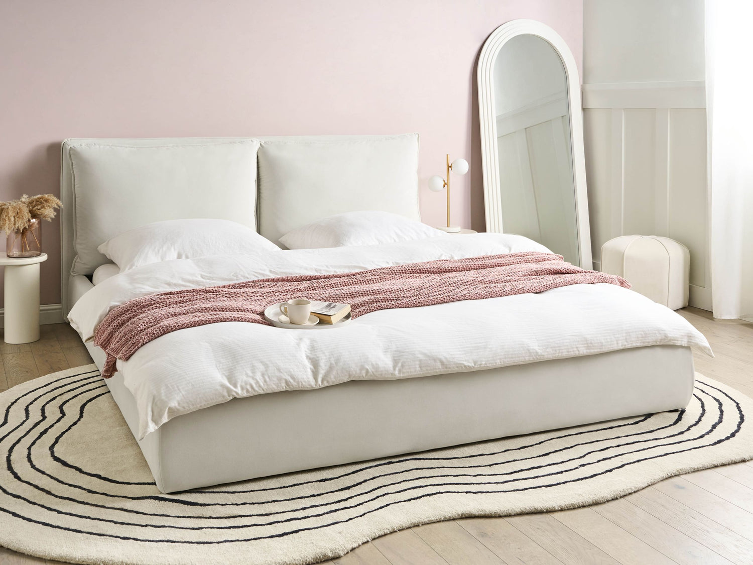 Beliani - BAJONNA - Tweepersoonsbed - Off-white - 180 x 200 cm - Stof