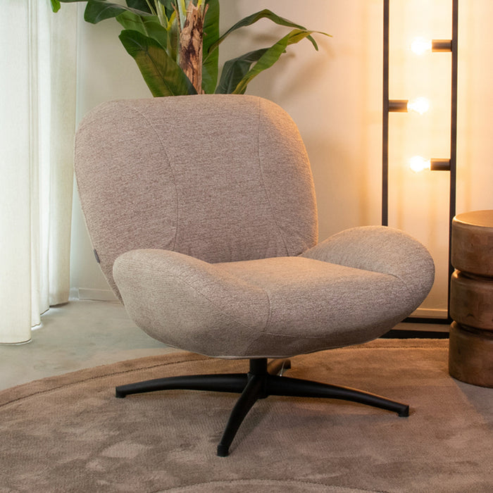 LABEL51 - Fauteuil Clayton - Taupe Canyon - Zwart Metaal