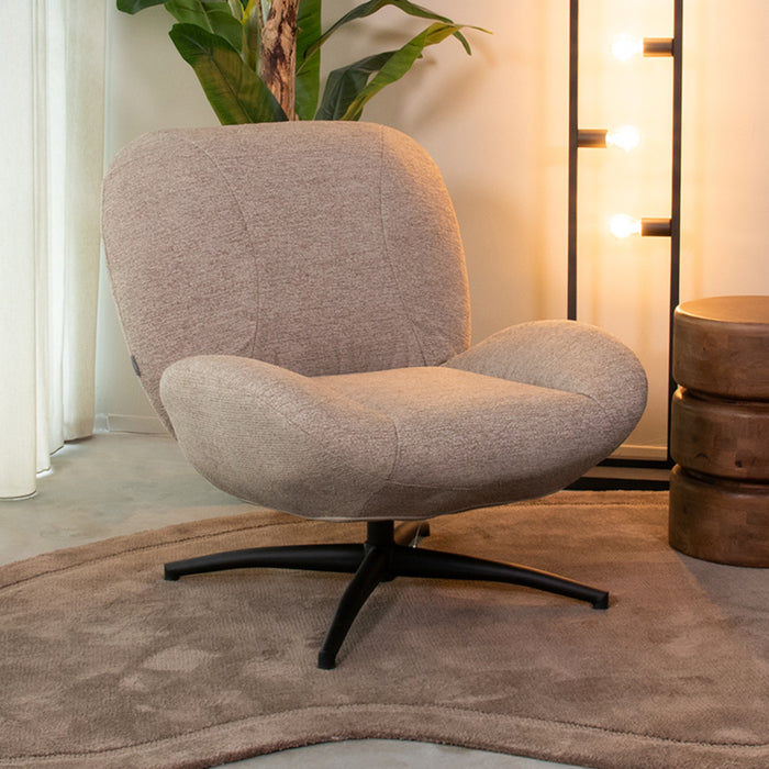 LABEL51 - Fauteuil Clayton - Taupe Canyon - Zwart Metaal