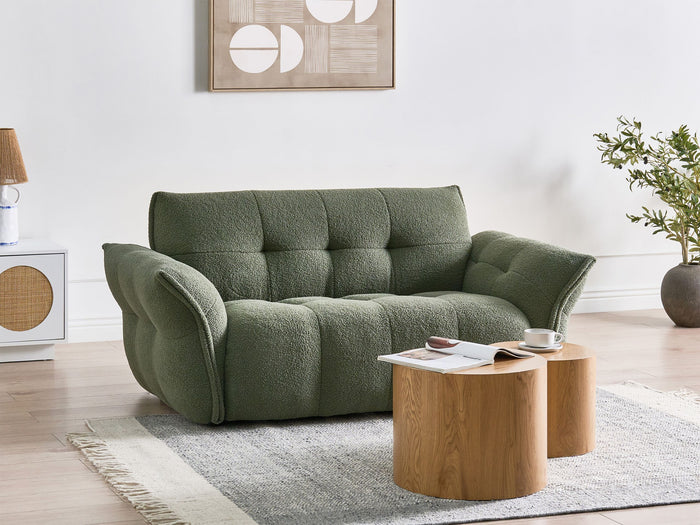 Beliani - HALBA - Tweezitsbank - Donkergroen - Bouclé