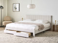 Beliani-LONZAC-Bed met opbergruimte-Gebroken wit-180 x 200 cm-Fluweel