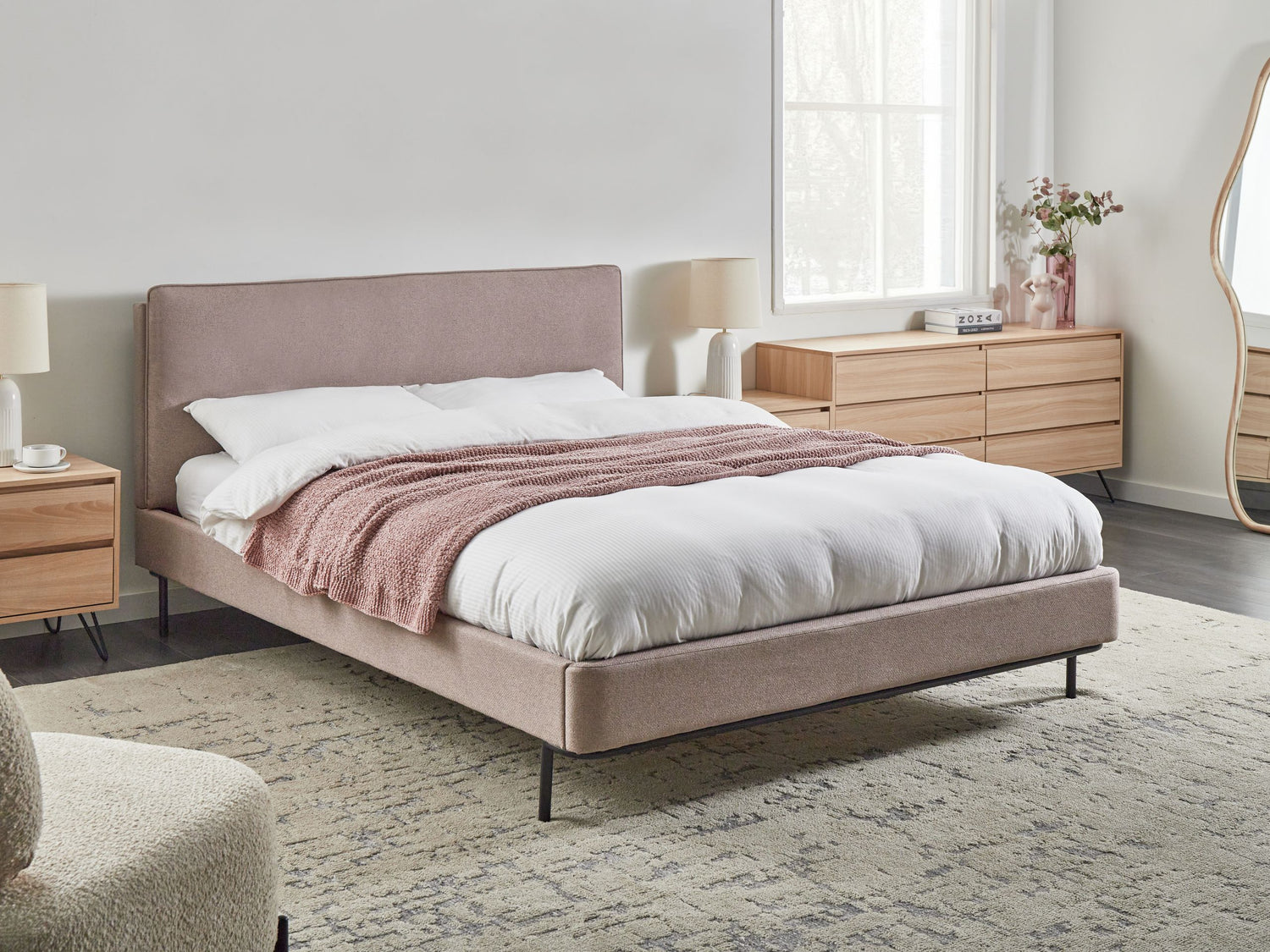 Beliani - CORIO - Tweepersoonsbed - Taupe - 160 x 200 cm - Polyester
