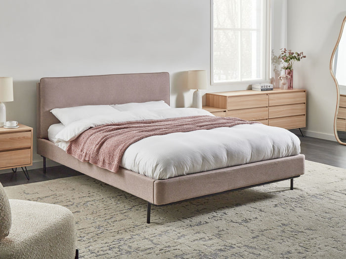 Beliani - CORIO - Tweepersoonsbed - Taupe - 160 x 200 cm - Polyester