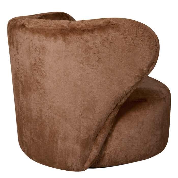 Draaifauteuil Luton - Bruin - Textiel - 99x78x87cm (BxHxD)