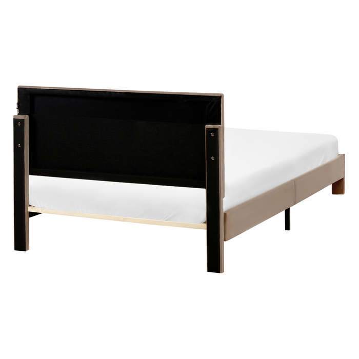 Beliani-LONZAC-Bed met opbergruimte-Taupe-120 x 200 cm-Fluweel