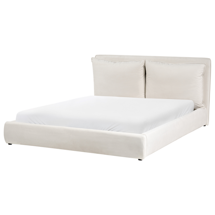 Beliani-BAJONNA-Tweepersoonsbed-Lichtbeige-160 x 200 cm-Polyester