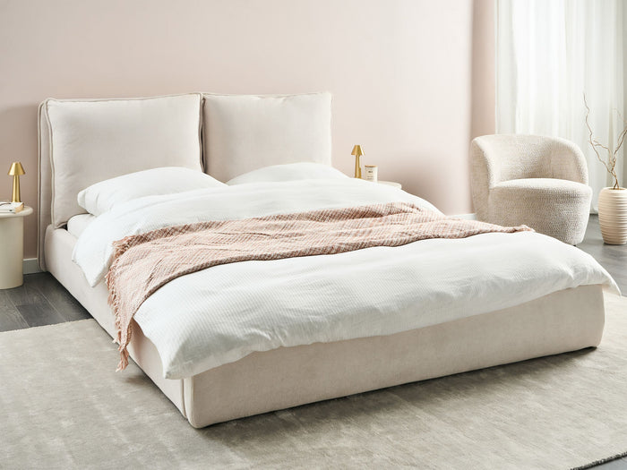 Beliani-BAJONNA-Tweepersoonsbed-Lichtbeige-160 x 200 cm-Polyester