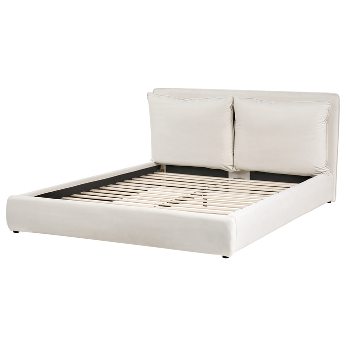 Beliani-BAJONNA-Tweepersoonsbed-Lichtbeige-160 x 200 cm-Polyester