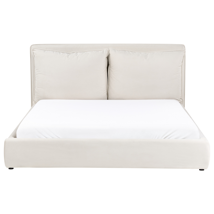 Beliani-BAJONNA-Tweepersoonsbed-Lichtbeige-160 x 200 cm-Polyester