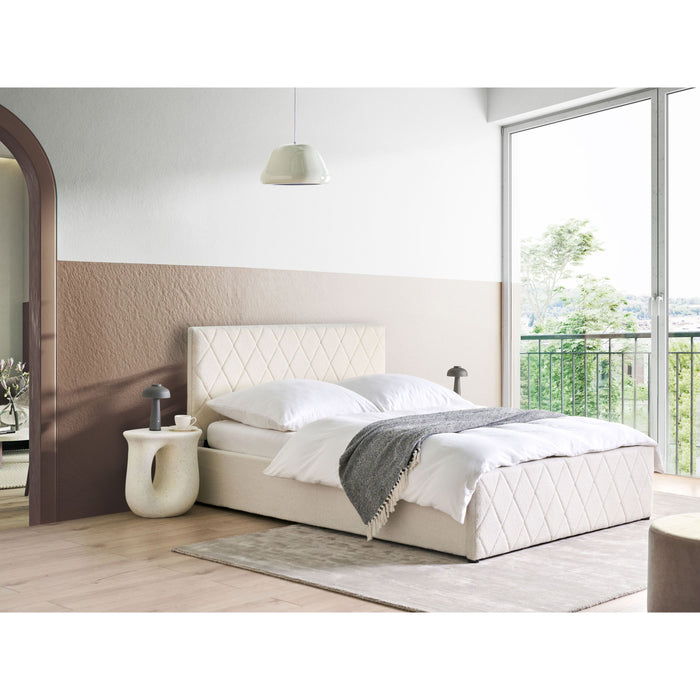 Beliani-ROCHEFORT-Bed opbergruimte-Gebroken wit-140 x 200 cm-Bouclé