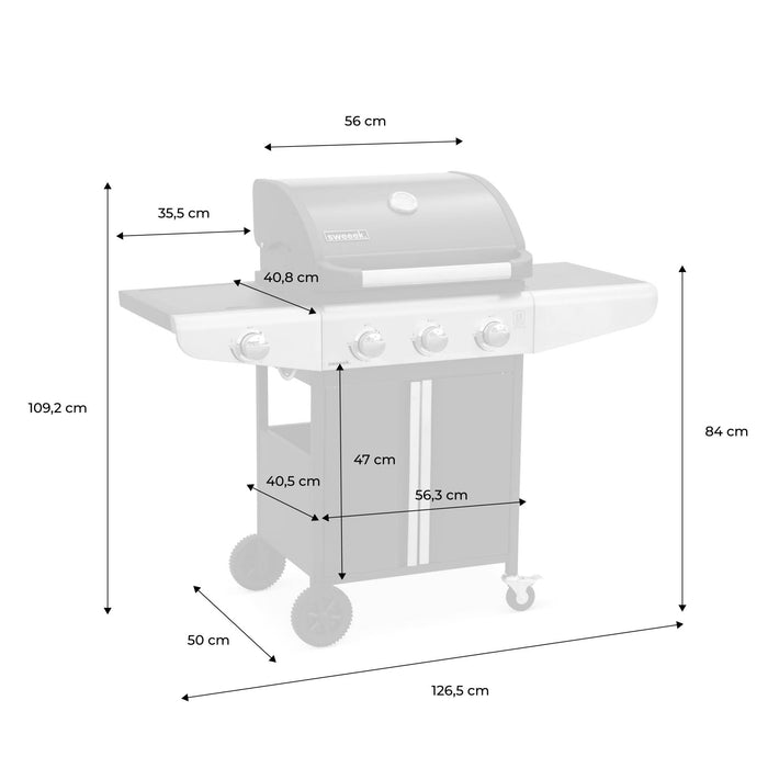 sweeek - Gasbarbecue met 4 branders inclusief 1 zijbrander
