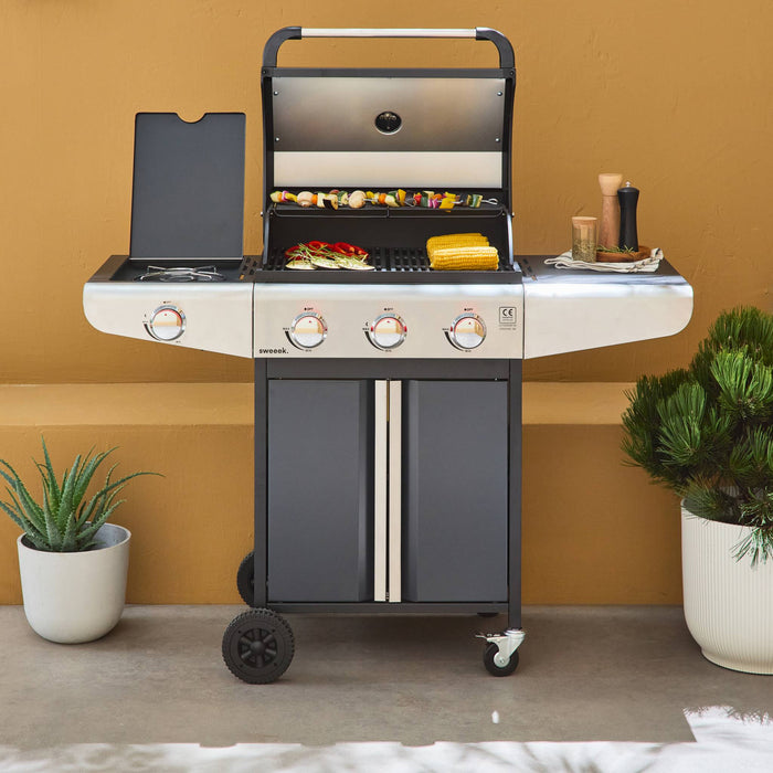 sweeek - Gasbarbecue met 4 branders inclusief 1 zijbrander