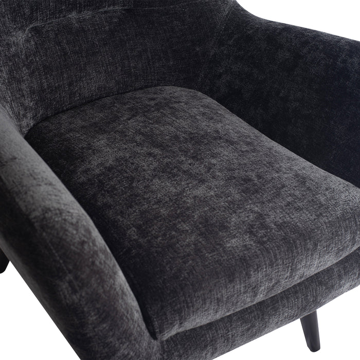 PTMD Donny Anthracite Fauteuil Black Wooden Legs
