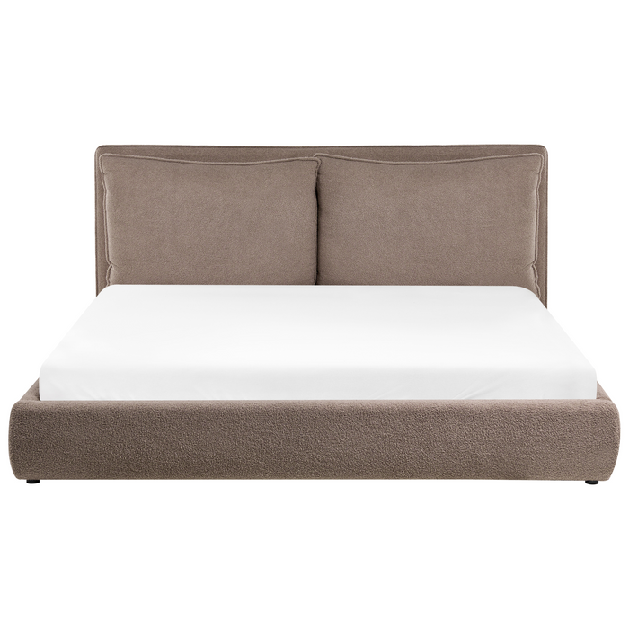 Beliani - BAJONNA - Tweepersoonsbed - Bruin - 180 x 200 cm - Bouclé