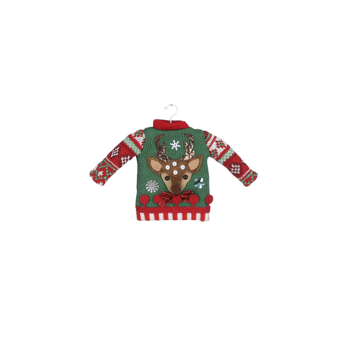 House of Seasons Kerst Ornament Sweater - H15 cm - Groen