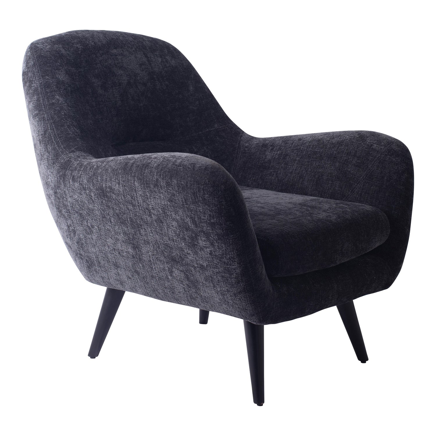 PTMD Donny Anthracite Fauteuil Black Wooden Legs