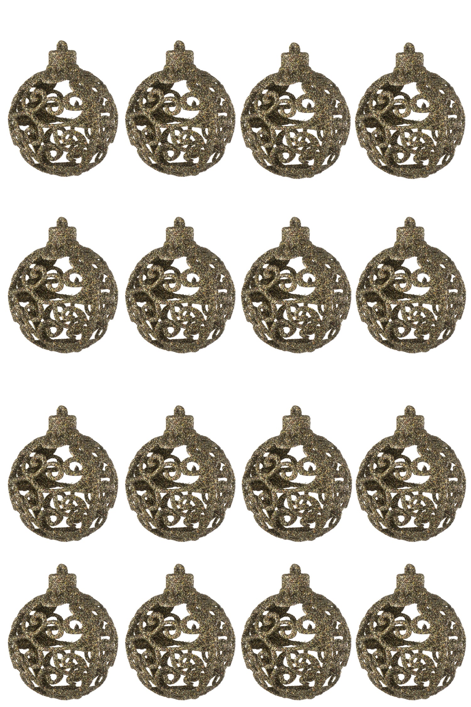 J-Line kerstbal Barok - kunststof - bruin - doos van 16