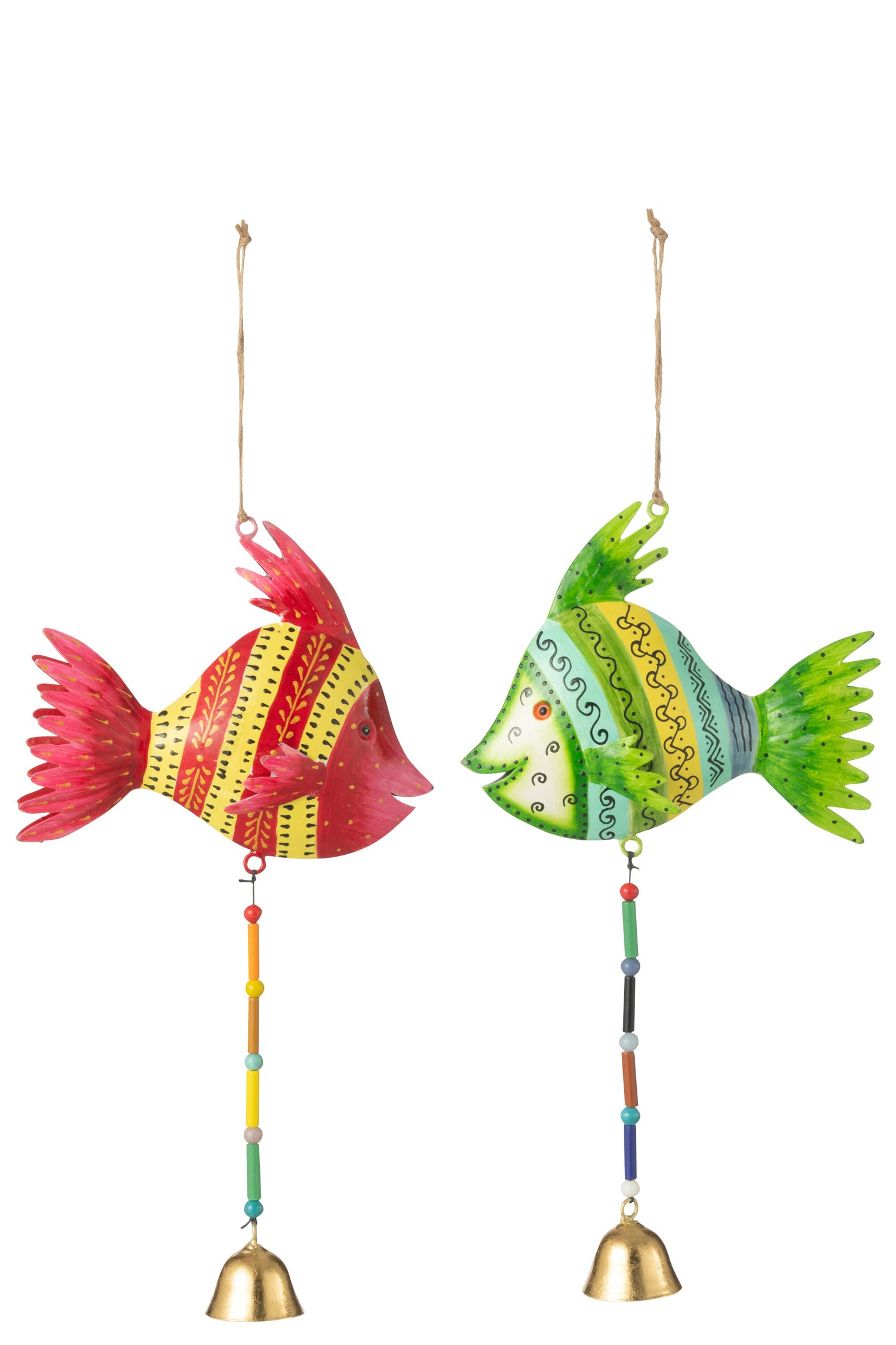 J-Line hanger Vis Bel - ijzer - mix - 2 stuks