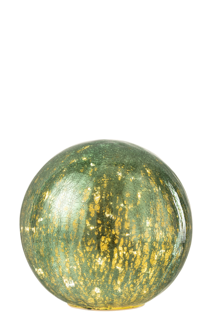 J-Line tafellamp Bal - glas - groen - large - LED lichtjes