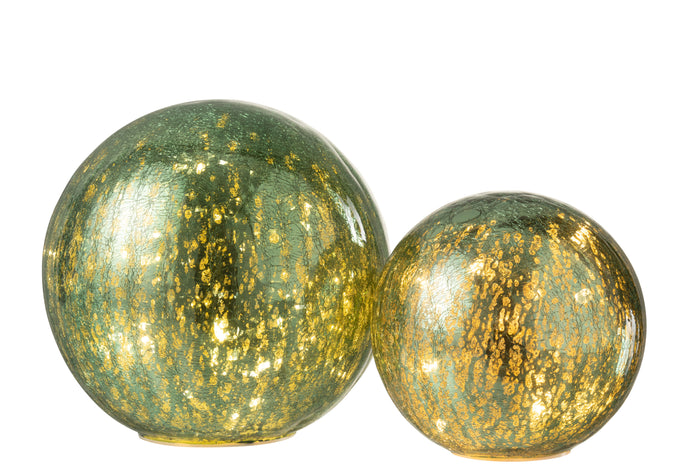 J-Line tafellamp Bal - glas - groen - large - LED lichtjes