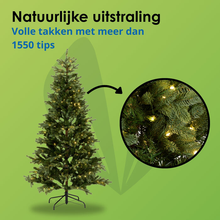 Buitenkado Kunstkerstboom met lampjes – Groen – 180 cm – Standaard