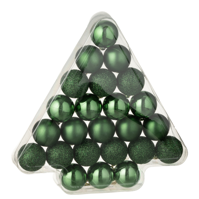 J-Line kerstbal - kunststof - groen - doos van 24