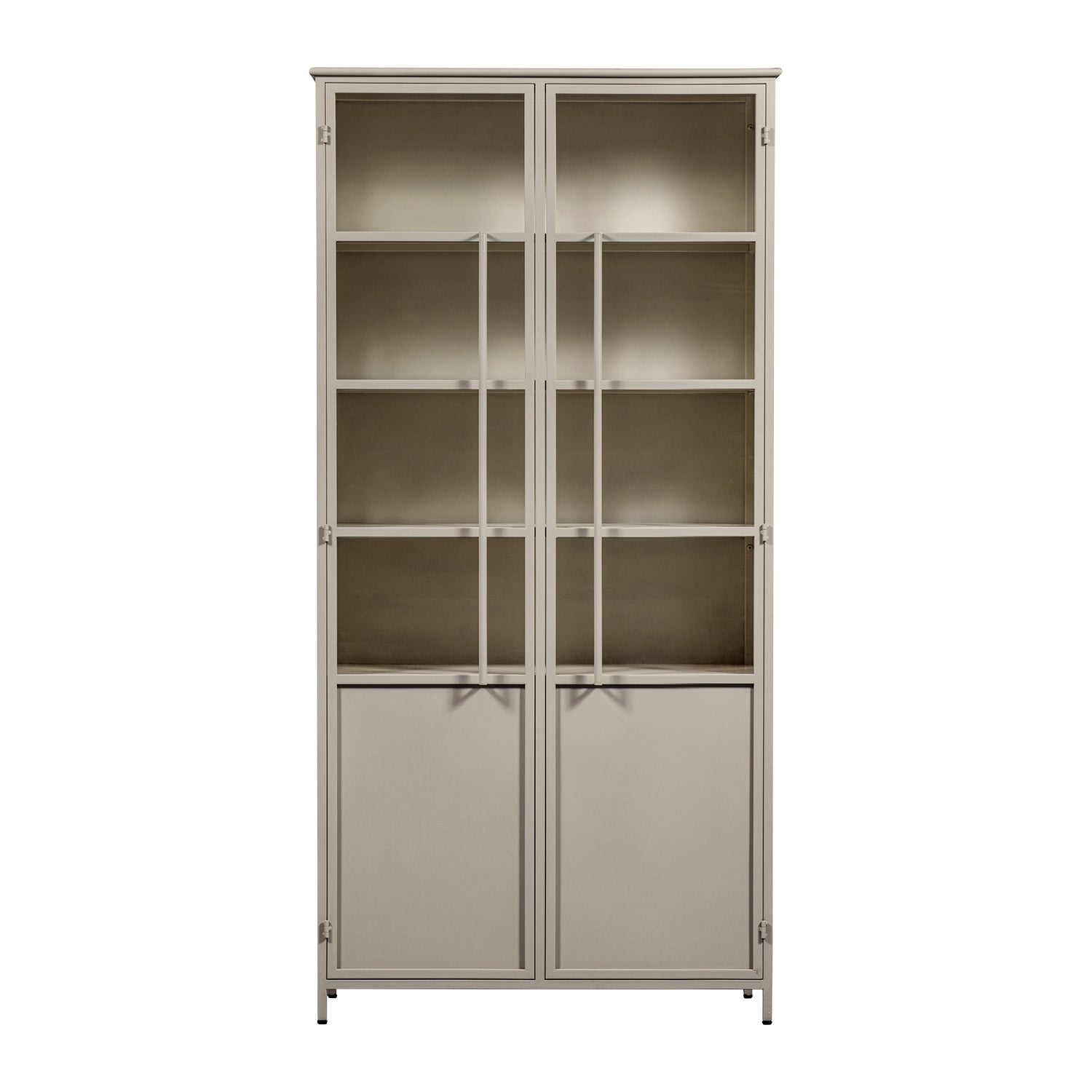 WOOOD 2-deurs vitrinekast XL Exhibit - Metaal - Zand - 200x99x44 cm
