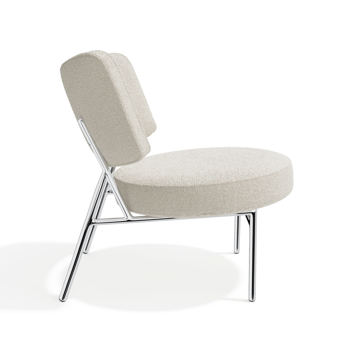 Crème bouclé stoffen fauteuil