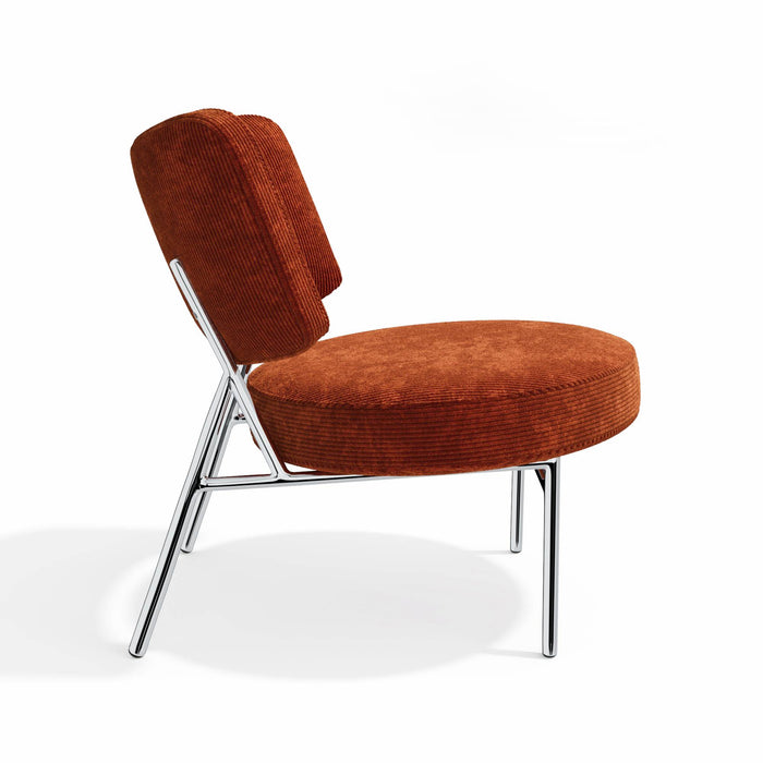 Retro oranje corduroy loungestoel