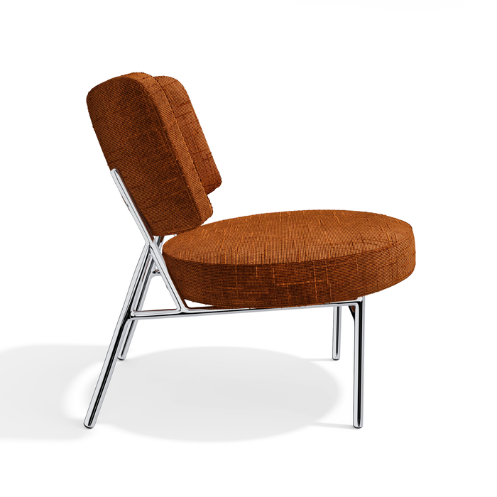 Loungestoel van geweven terracotta fluweel