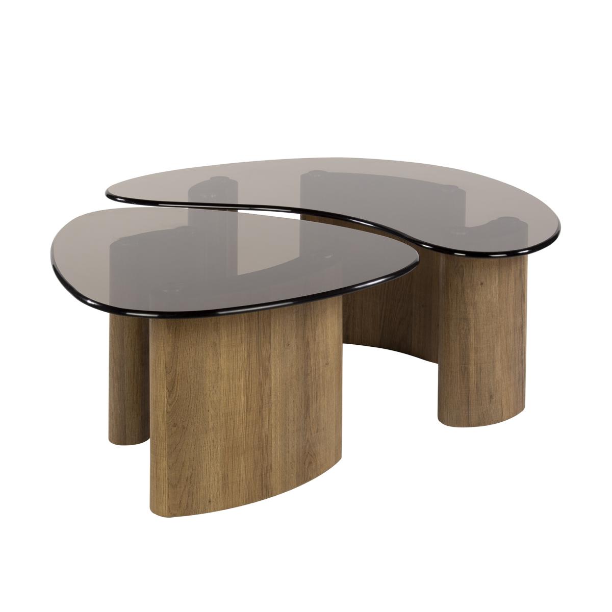 Fraaai - Caruso organische salontafels - set van 2 - smoked glass