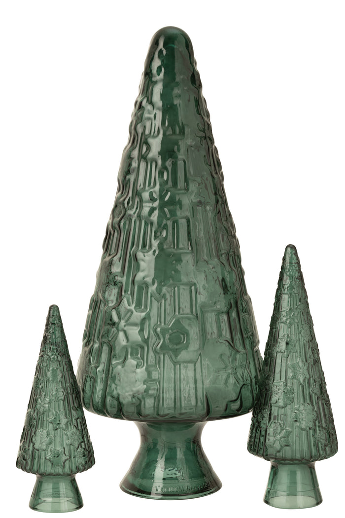 J-Line decoratie Kerstboom Kegel - glas - groen - large