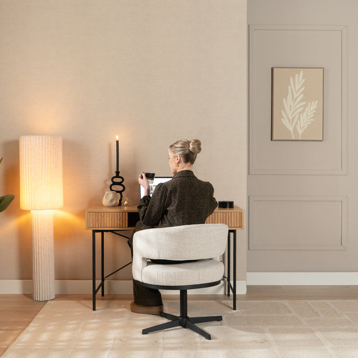 Bronx71 Draaifauteuil Gino gemêleerde stof off white|zwart