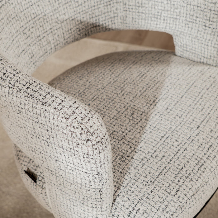 Bronx71 Draaifauteuil Gino gemêleerde stof off white|zwart