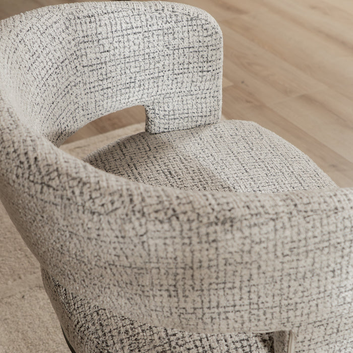 Bronx71 Draaifauteuil Gino gemêleerde stof off white|zwart