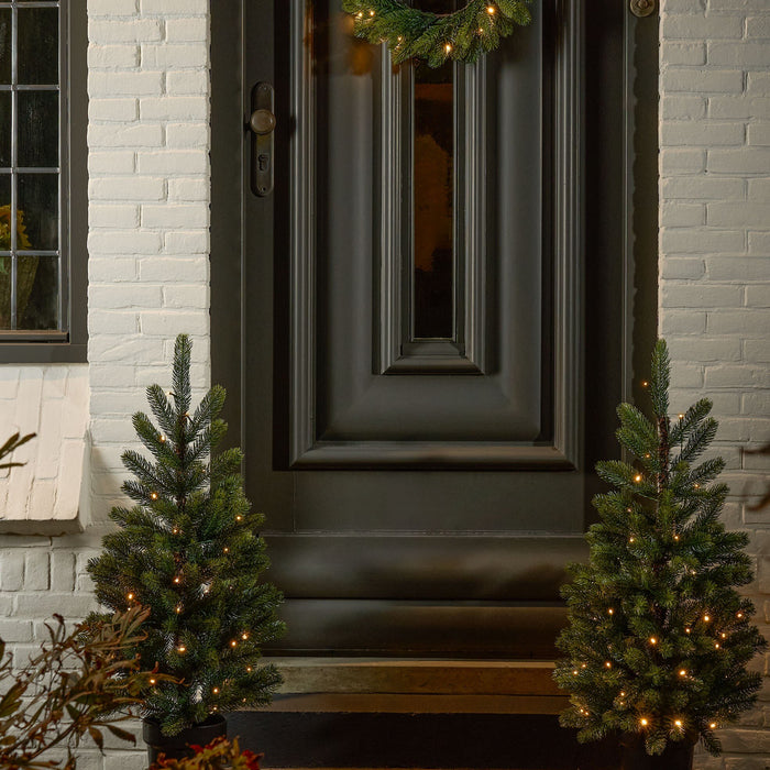 Black Box Trees Nagoya Set van 2 Kerstbomen en 1 Krans - H90 x Ø45 cm