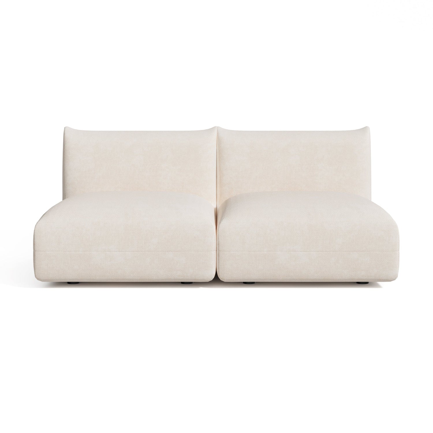 Modulaire 3-zitsbank in crèmekleurig chenillefluweel