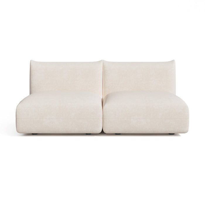 Modulaire 3-zitsbank in crèmekleurig chenillefluweel