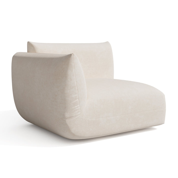 Crèmekleurige chenille fluwelen linkerhoekmodule