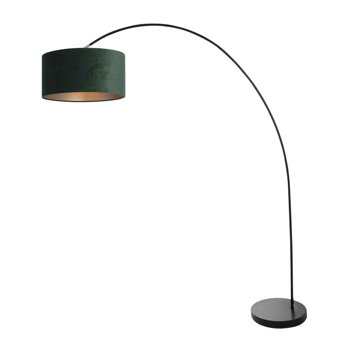 Mexlite - vloerlamp - Solva - zwart - metaal stof - booglamp - E27 -