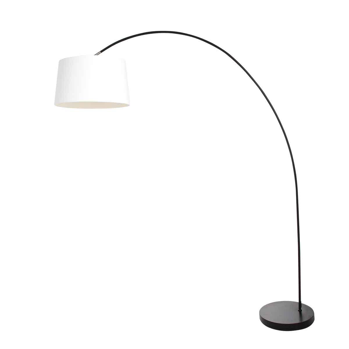 Mexlite - vloerlamp - Solva - zwart - linnen metaal - booglamp - E27