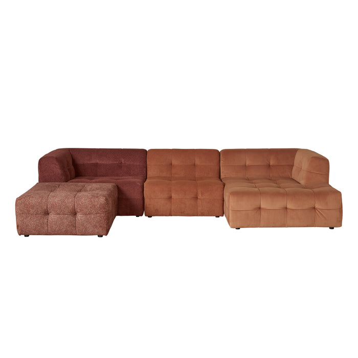 by fonQ Wies 3,5-zits Hoekbank Rechts met Hocker - Materiaalmix - Terra Blend