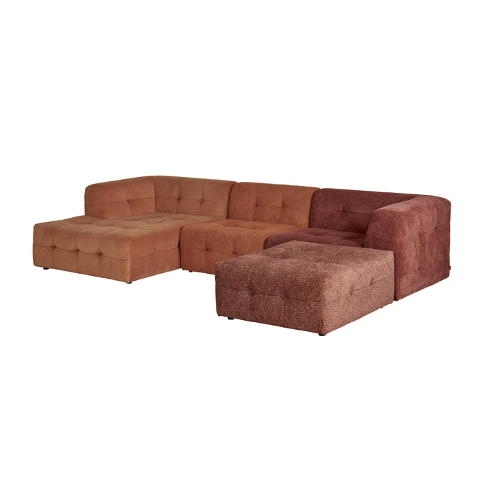 by fonQ Wies 3,5-zits Hoekbank Links met Hocker - Materiaalmix - Terra Blend