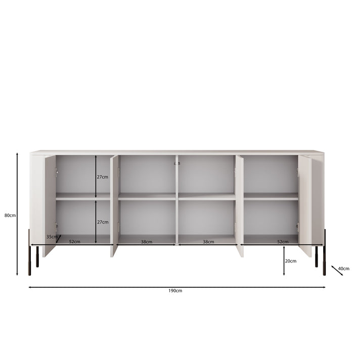 Meubella - Vivi - Dressoir - Wit - 190 cm